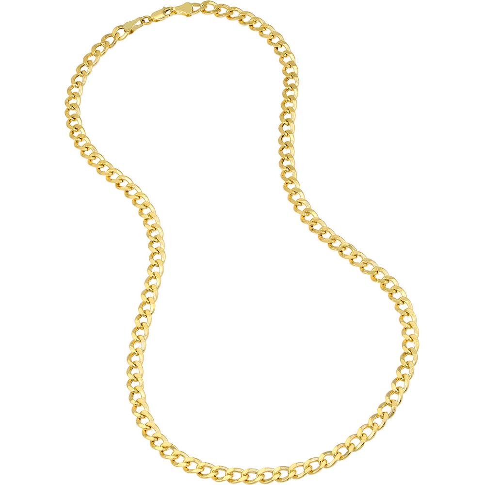Olas d'Oro - 10K Yellow Gold 5.7mm Hollow Cuban Chain Bracelet with Lobster Clasp - 8 Inches