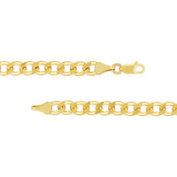 Olas d'Oro - 10K Yellow Gold 5.7mm Hollow Cuban Chain Bracelet with Lobster Clasp - 8 Inches