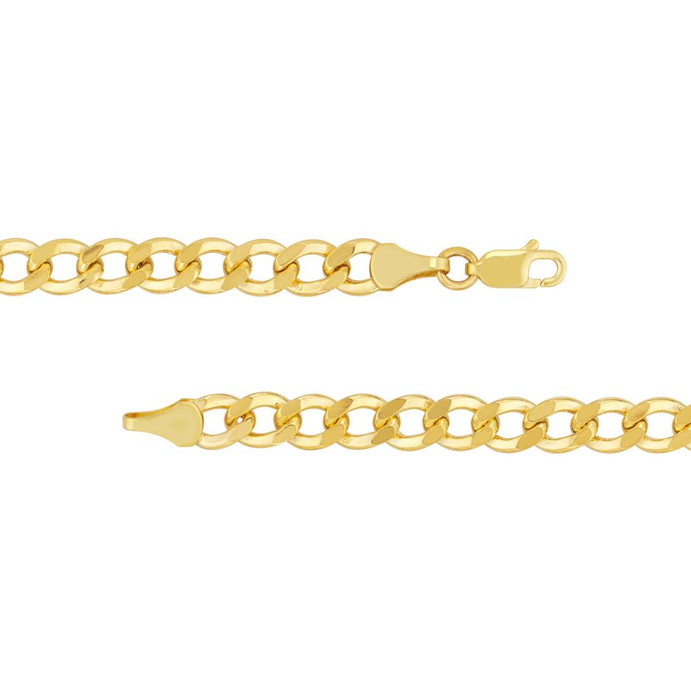 Olas d'Oro - 10K Yellow Gold 5.7mm Hollow Cuban Chain Bracelet with Lobster Clasp - 8 Inches