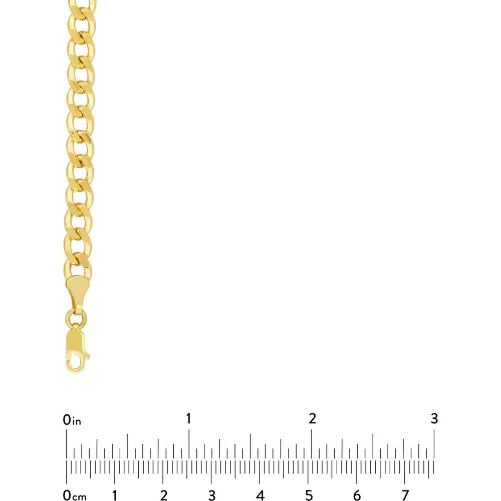 Olas d'Oro - 10K Yellow Gold 5.7mm Hollow Cuban Chain Bracelet with Lobster Clasp - 8 Inches