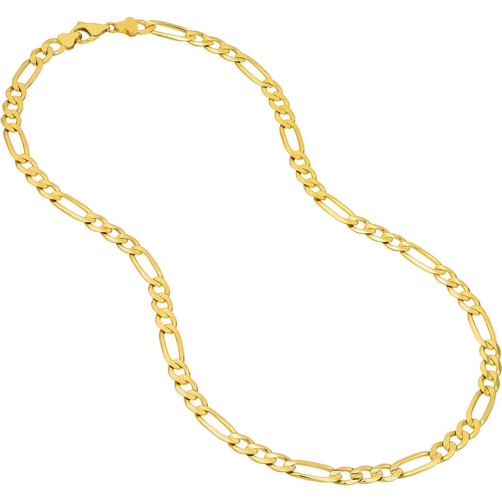 Olas d'Oro - 10K Yellow Gold 7.2mm Light Concave Figaro Chain Bracelet with Pear Shape Lobster Clasp - 11.8 Grams