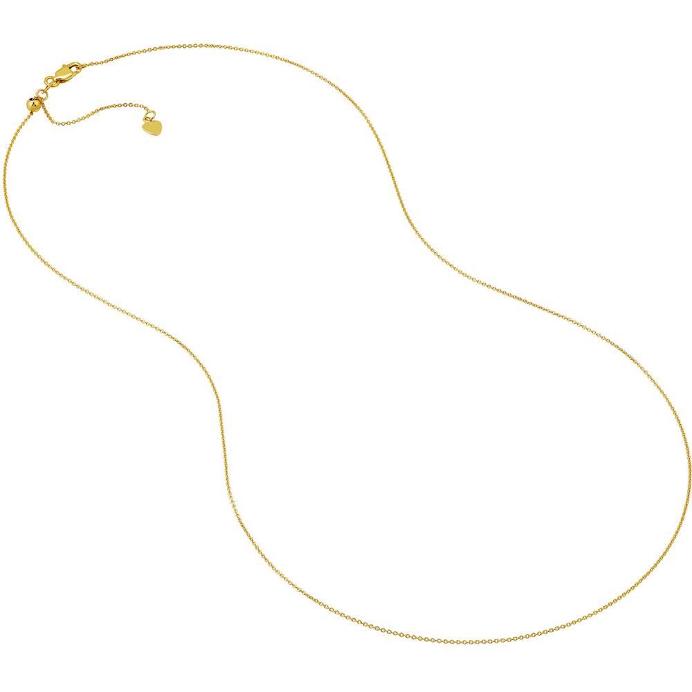 Olas d'Oro - 10K Yellow Gold Adjustable Cable Chain Necklace with Slider - 22" Length