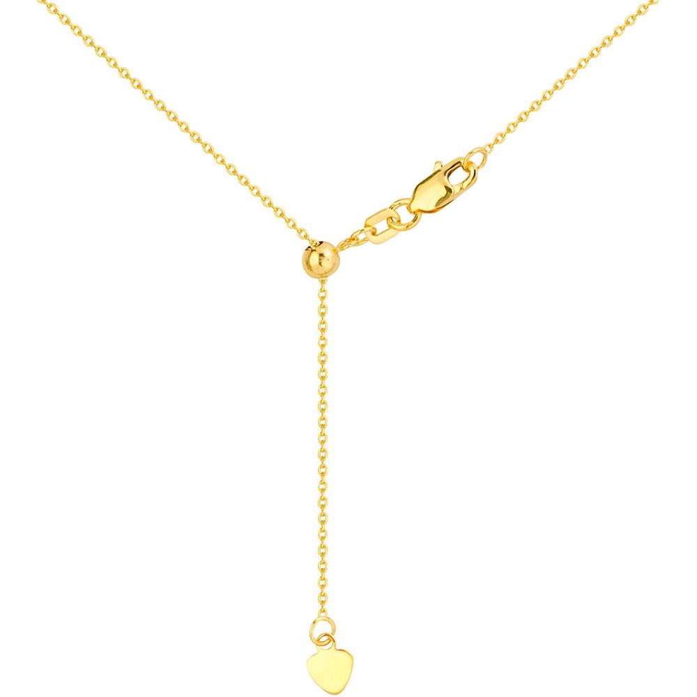 Olas d'Oro - 10K Yellow Gold Adjustable Cable Chain Necklace with Slider - 22" Length