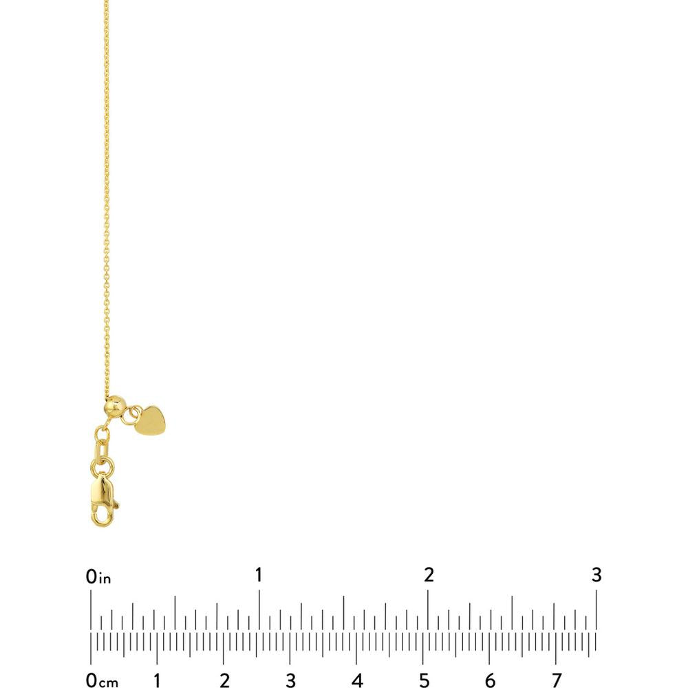 Olas d'Oro - 10K Yellow Gold Adjustable Cable Chain Necklace with Slider - 22" Length