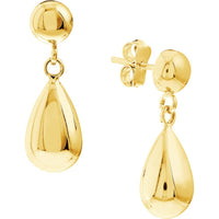 Olas d'Oro - 10K Yellow Gold Bead Stud Earrings with Teardrop Dangle - 1.73 Grams