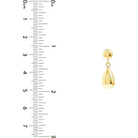 Olas d'Oro - 10K Yellow Gold Bead Stud Earrings with Teardrop Dangle - 1.73 Grams
