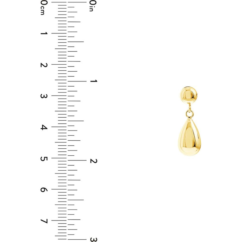 Olas d'Oro - 10K Yellow Gold Bead Stud Earrings with Teardrop Dangle - 1.73 Grams