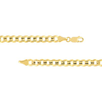 Olas d'Oro - 10K Yellow Gold Concave Cuban Curb Chain Necklace - 22" - 5.7mm, 22.39g