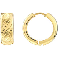Olas d'Oro - 10K Yellow Gold Diamond Cut and Polished Round Hoop Earrings