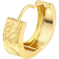 Olas d'Oro - 10K Yellow Gold Diamond Cut Basket Weave Round Hoop Earrings - 2.10 Grams Total Weight