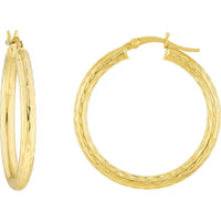 Olas d'Oro - 10K Yellow Gold Diamond-Cut Large Hoop Earrings 1.75 Grams Average Weight