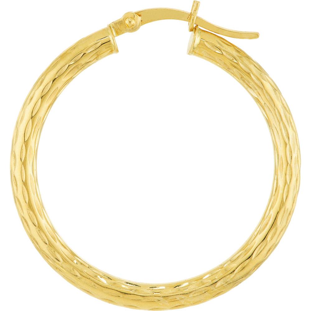 Olas d'Oro - 10K Yellow Gold Diamond-Cut Large Hoop Earrings 1.75 Grams Average Weight