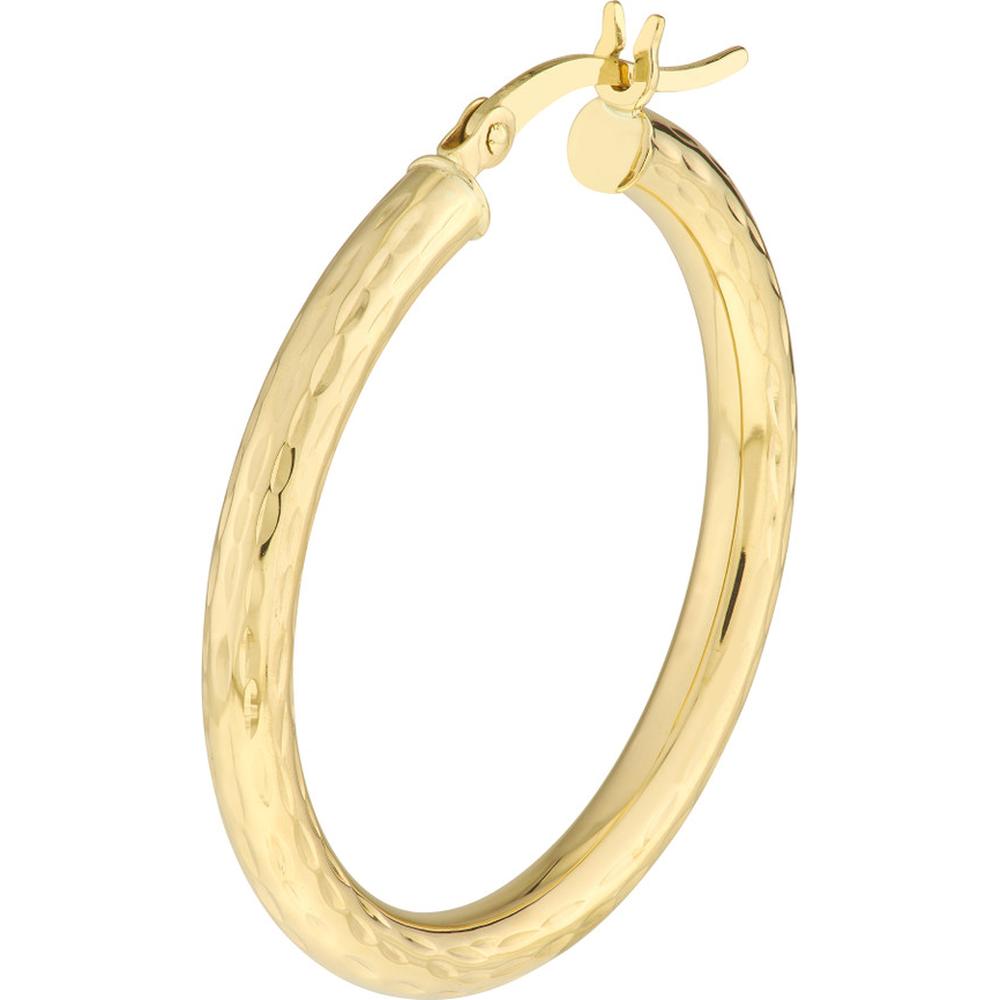 Olas d'Oro - 10K Yellow Gold Diamond-Cut Large Hoop Earrings 1.75 Grams Average Weight