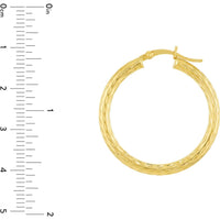 Olas d'Oro - 10K Yellow Gold Diamond-Cut Large Hoop Earrings 1.75 Grams Average Weight