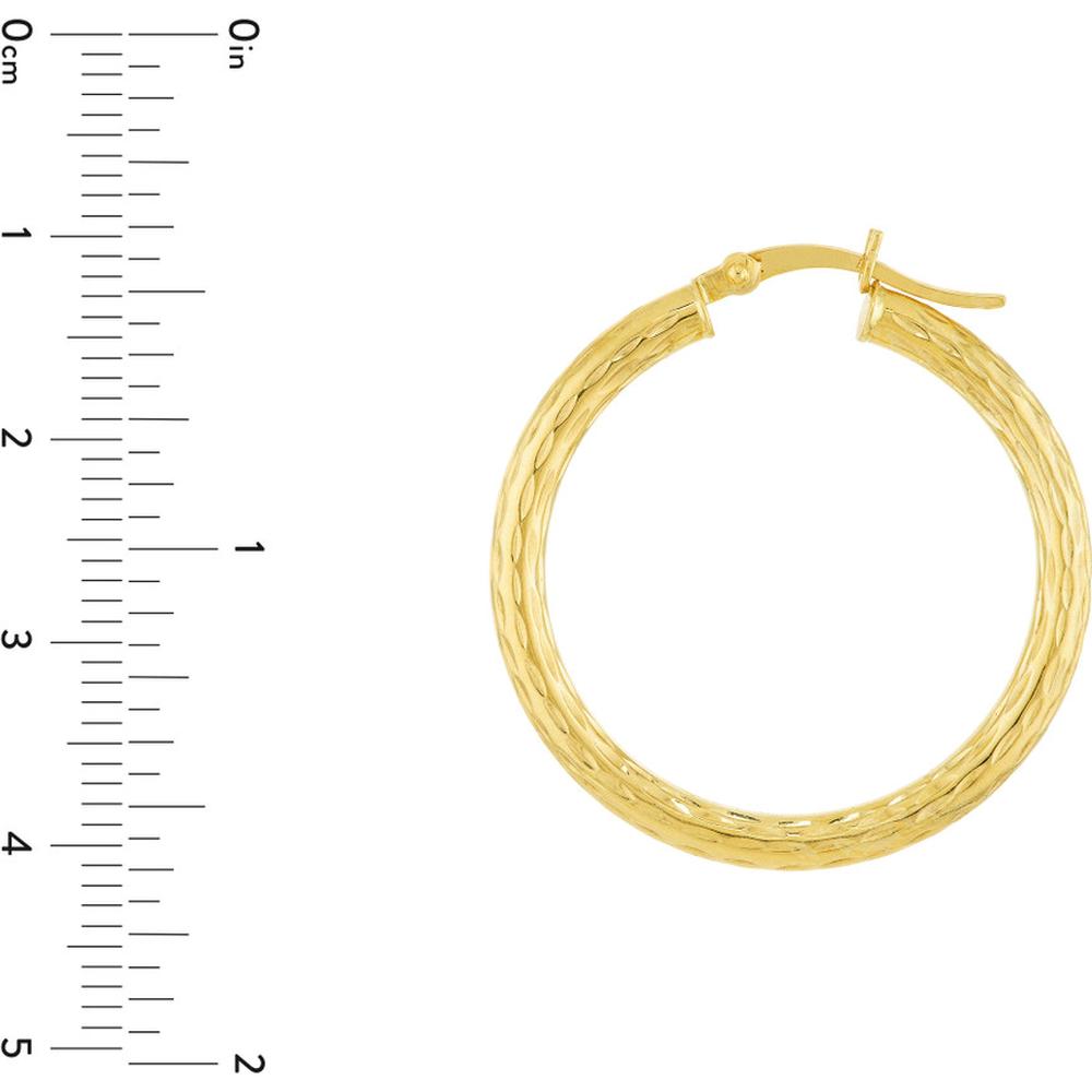 Olas d'Oro - 10K Yellow Gold Diamond-Cut Large Hoop Earrings 1.75 Grams Average Weight