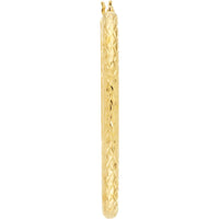 Olas d'Oro - 10K Yellow Gold Diamond-Cut Oval Hoop Earrings - 2.15g Weight
