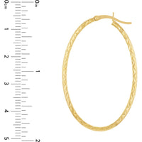 Olas d'Oro - 10K Yellow Gold Diamond-Cut Oval Hoop Earrings - 2.15g Weight