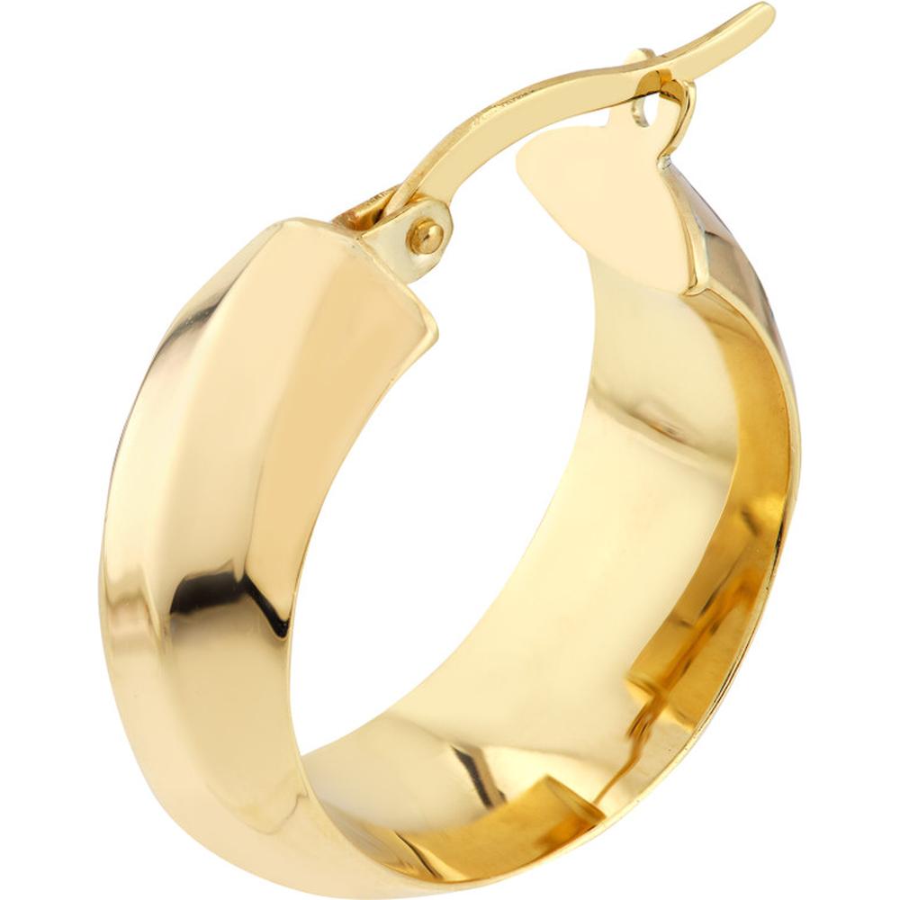 Olas d'Oro - 10K Yellow Gold Double-Sided Wide Round Hoop Earrings 2.82 Grams