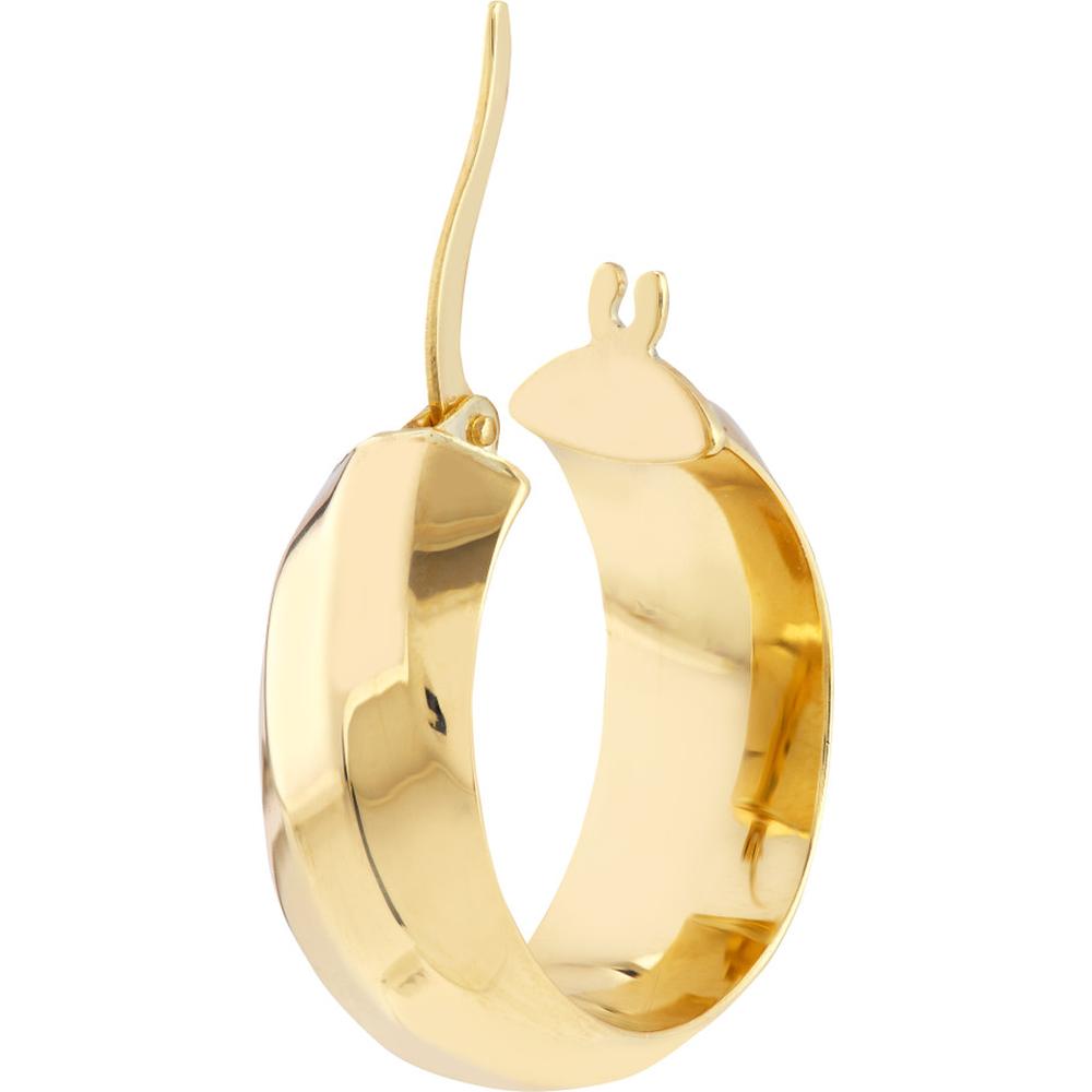Olas d'Oro - 10K Yellow Gold Double-Sided Wide Round Hoop Earrings 2.82 Grams