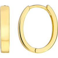 Olas d'Oro - 10K Yellow Gold Flat Oval Huggie Hoop Earrings 1.60 Grams