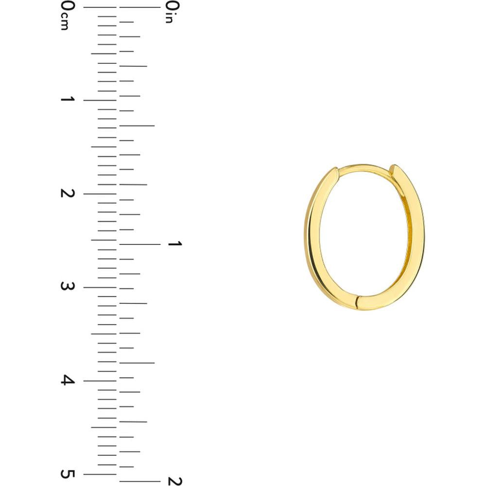 Olas d'Oro - 10K Yellow Gold Flat Oval Huggie Hoop Earrings 1.60 Grams