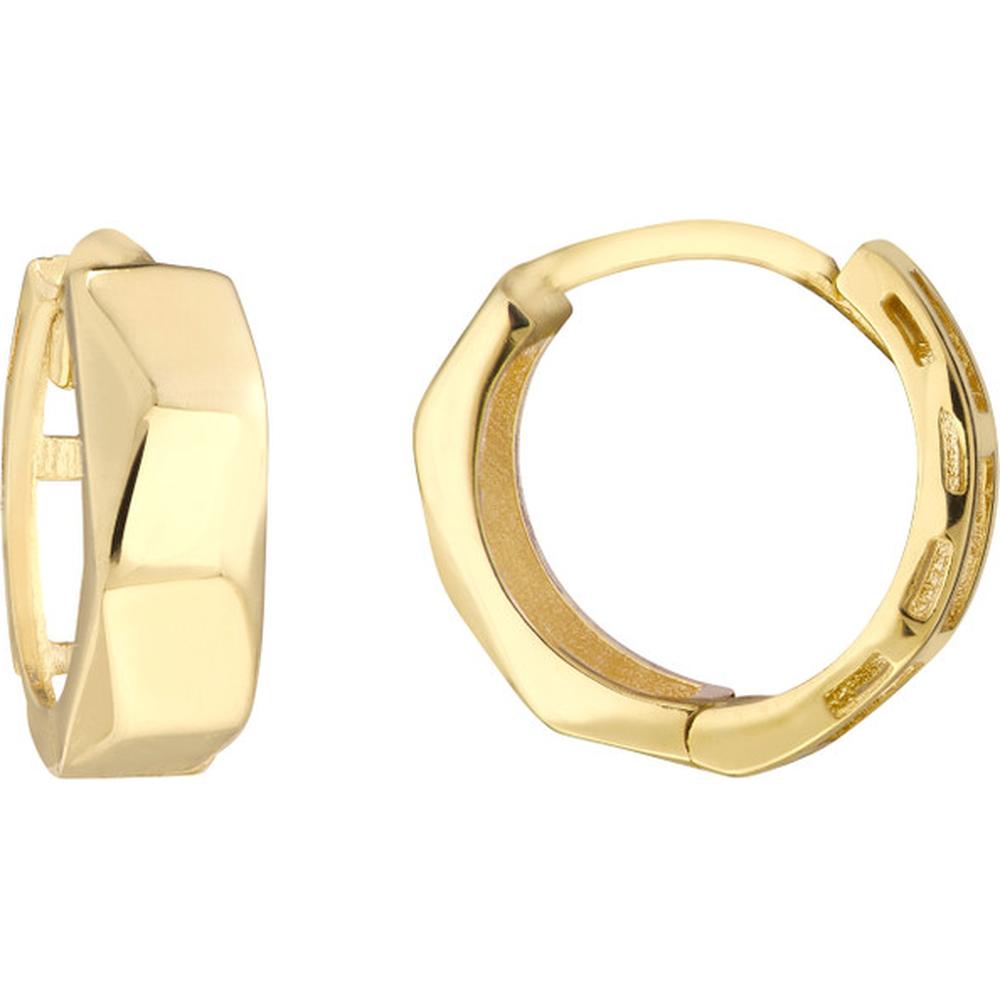 Olas d'Oro - 10K Yellow Gold Free Form Round Hoops with Textured Finish - 1.41 Grams Total Weight