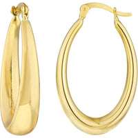 Olas d'Oro - 10K Yellow Gold Graduated Oval Puff Hoop Earrings - 28.10mm