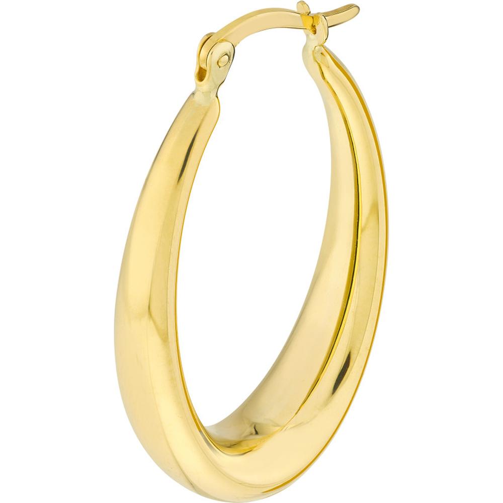 Olas d'Oro - 10K Yellow Gold Graduated Oval Puff Hoop Earrings - 28.10mm
