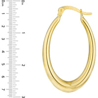 Olas d'Oro - 10K Yellow Gold Graduated Oval Puff Hoop Earrings - 28.10mm