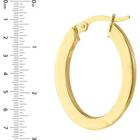 Olas d'Oro - 10K Yellow Gold Grooved Design Oval Hoop Earrings - 2.55g Total Weight