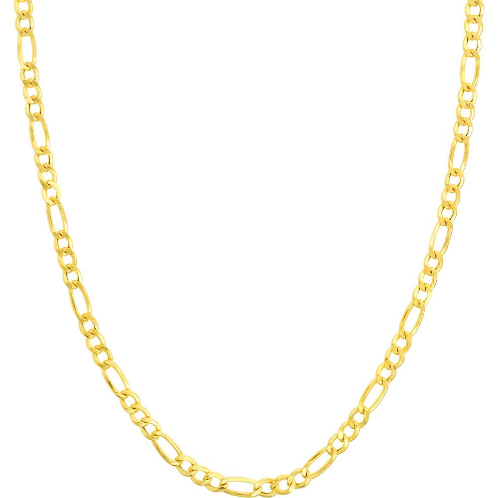 Olas d'Oro - 10K Yellow Gold Hollow Cuban Figaro Chain - 8'' Bracelet - 4.90mm Width, 3.44g Weight