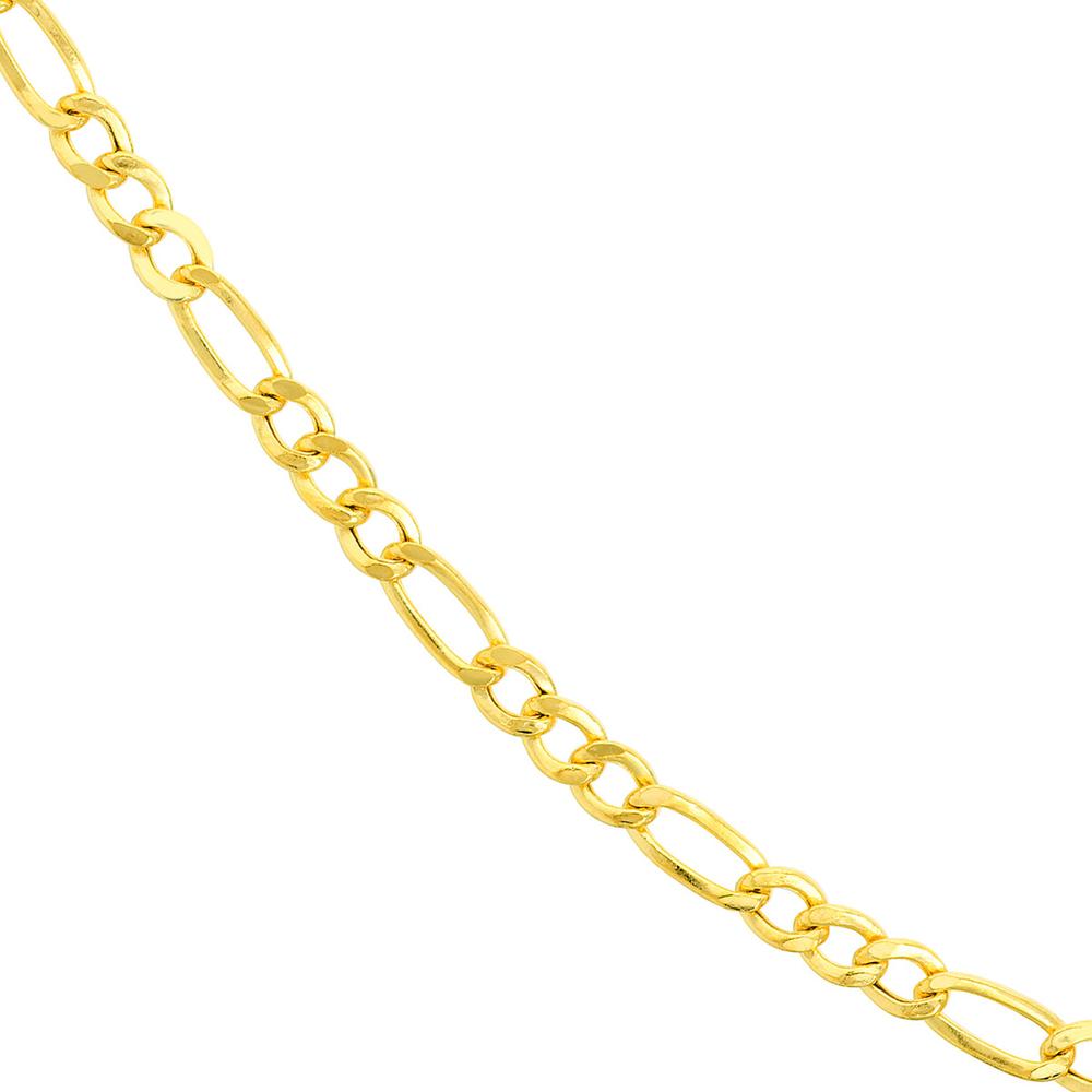 Olas d'Oro - 10K Yellow Gold Hollow Cuban Figaro Chain - 8'' Bracelet - 4.90mm Width, 3.44g Weight
