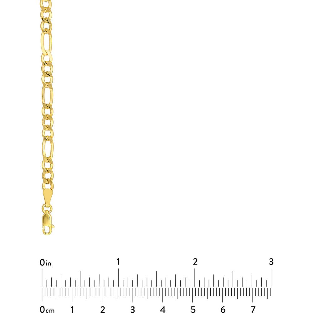 Olas d'Oro - 10K Yellow Gold Hollow Cuban Figaro Chain - 8'' Bracelet - 4.90mm Width, 3.44g Weight