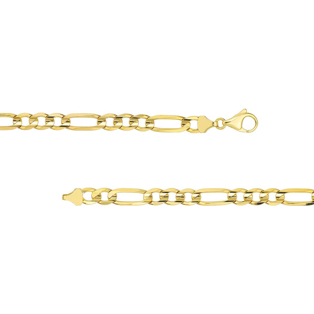 Olas d'Oro - 10K Yellow Gold Light Concave Figaro Chain Bracelet - 8.50" Length