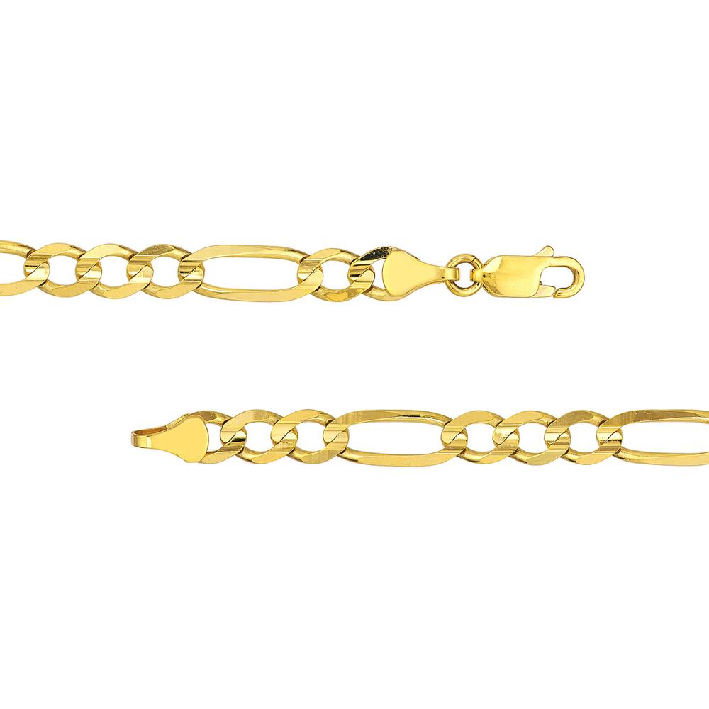 Olas d'Oro - 10K Yellow Gold Light Concave Figaro Chain Bracelet - 8" - 6.57g