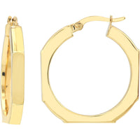 Olas d'Oro - 10K Yellow Gold Octagon Frame Round Hoop Earrings - 2.85g