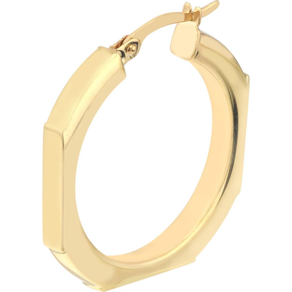 Olas d'Oro - 10K Yellow Gold Octagon Frame Round Hoop Earrings - 2.85g