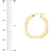 Olas d'Oro - 10K Yellow Gold Octagon Frame Round Hoop Earrings - 2.85g