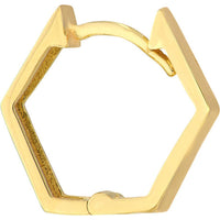 Olas d'Oro - 10K Yellow Gold Pentagon Shaped Hoop Earrings - 2.29g Total Weight