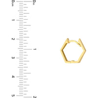 Olas d'Oro - 10K Yellow Gold Pentagon Shaped Hoop Earrings - 2.29g Total Weight