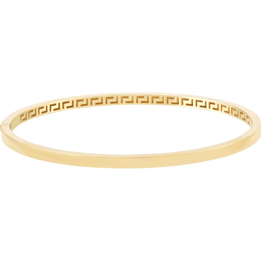 Olas d'Oro - 10K Yellow Gold Plain Square Tube Bangle with Greek Key Interior  8.19g Weight