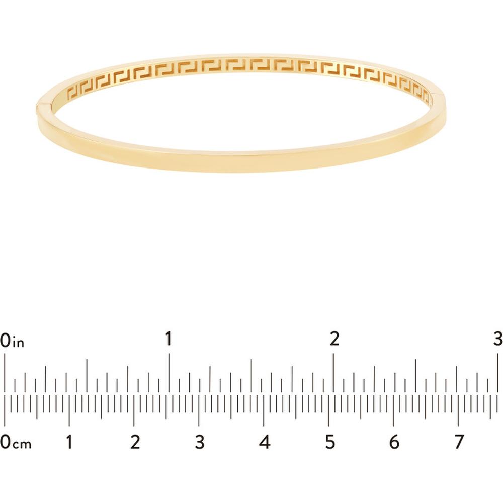 Olas d'Oro - 10K Yellow Gold Plain Square Tube Bangle with Greek Key Interior  8.19g Weight