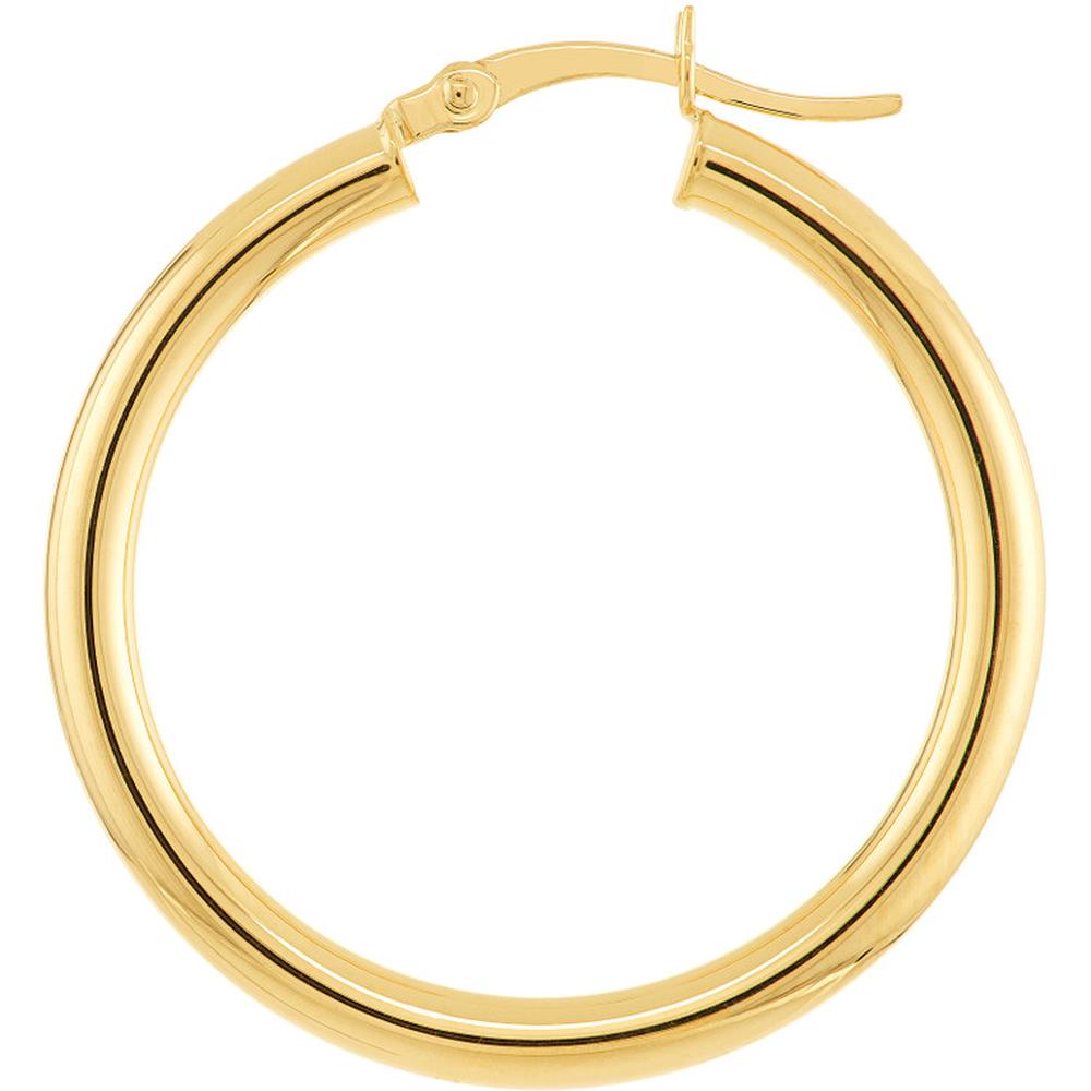 Olas d'Oro - 10K Yellow Gold Polished 30mm Hoop Earrings with Hinged Closure - 1.80 Grams Total Weight