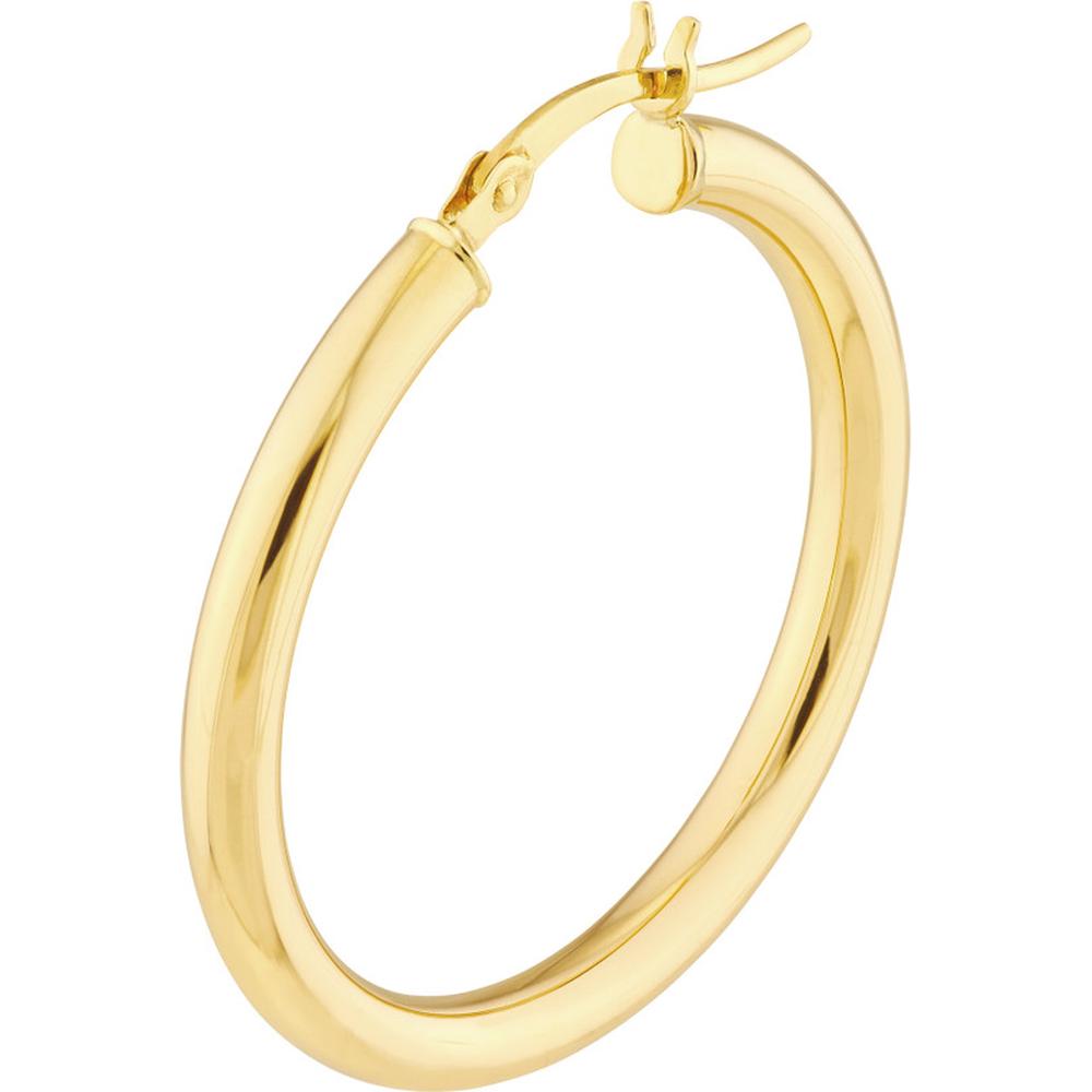 Olas d'Oro - 10K Yellow Gold Polished 30mm Hoop Earrings with Hinged Closure - 1.80 Grams Total Weight
