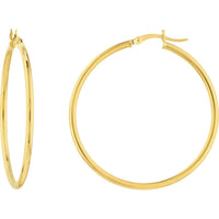 Olas d'Oro - 10K Yellow Gold Polished 40mm Hoop Earrings - 1.75 Grams
