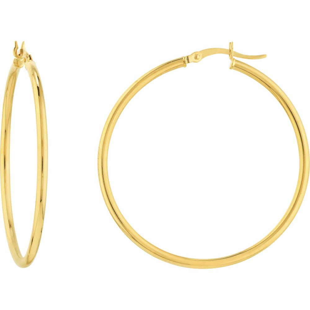 Olas d'Oro - 10K Yellow Gold Polished 40mm Hoop Earrings - 1.75 Grams