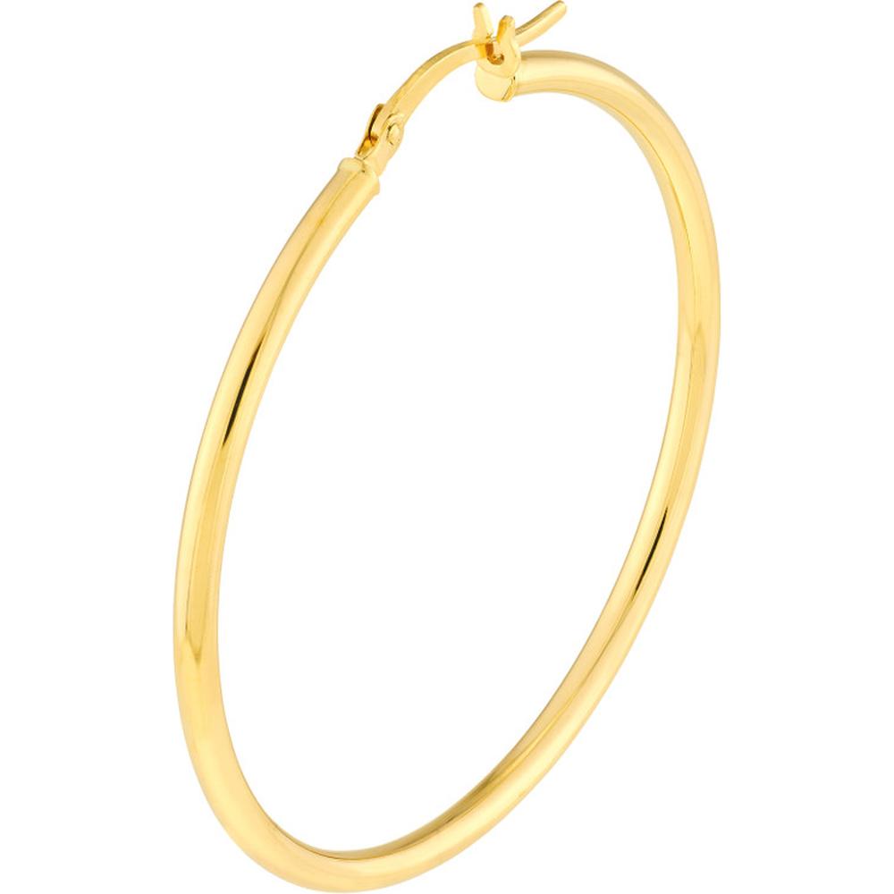 Olas d'Oro - 10K Yellow Gold Polished 40mm Hoop Earrings - 1.75 Grams