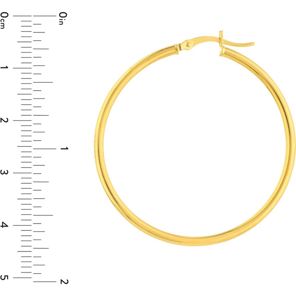 Olas d'Oro - 10K Yellow Gold Polished 40mm Hoop Earrings - 1.75 Grams