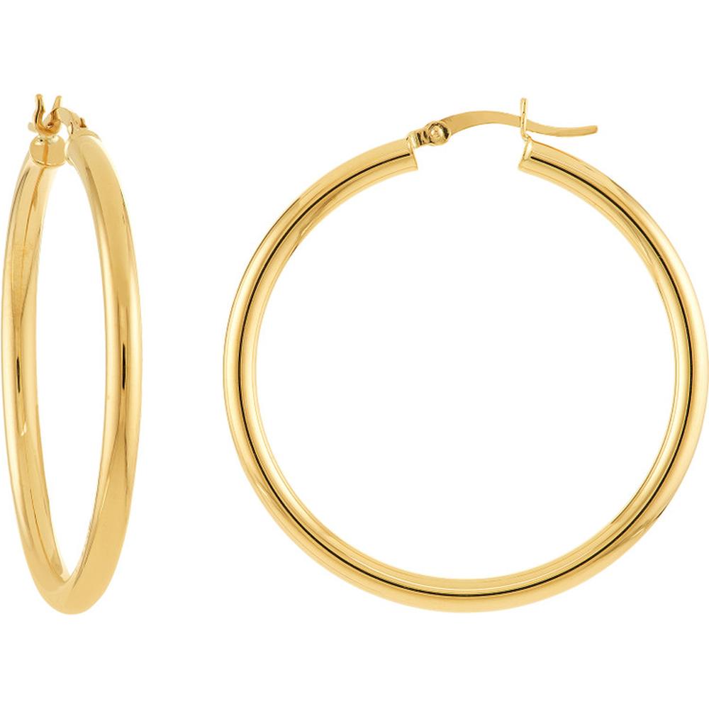 Olas d'Oro - 10K Yellow Gold Polished 40mm Hoop Earrings