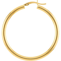 Olas d'Oro - 10K Yellow Gold Polished 40mm Hoop Earrings